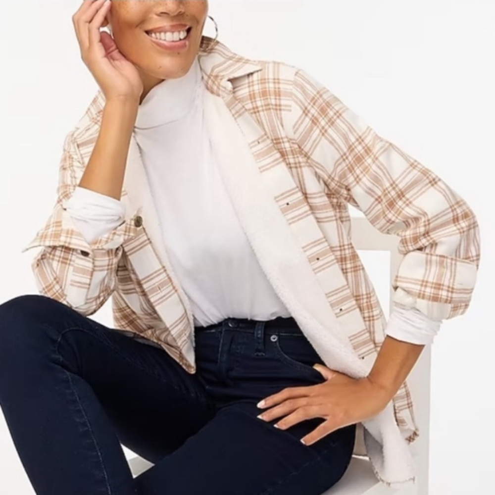 J.Crew Sherpa fleece lined shirt jacket shacket